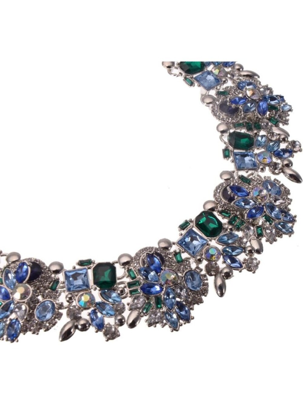 Glam Crystal Rhinestone Chunky Chain Choker Necklace - Vintage Bib Statement - Picture 4 of 4